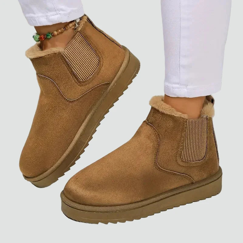 Gefütterte Damen Winter Stiefeletten mit Elastikeinsatz
