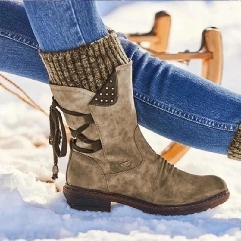 Wasserdichte Damen Stiefel Mit Wadenreißverschluss