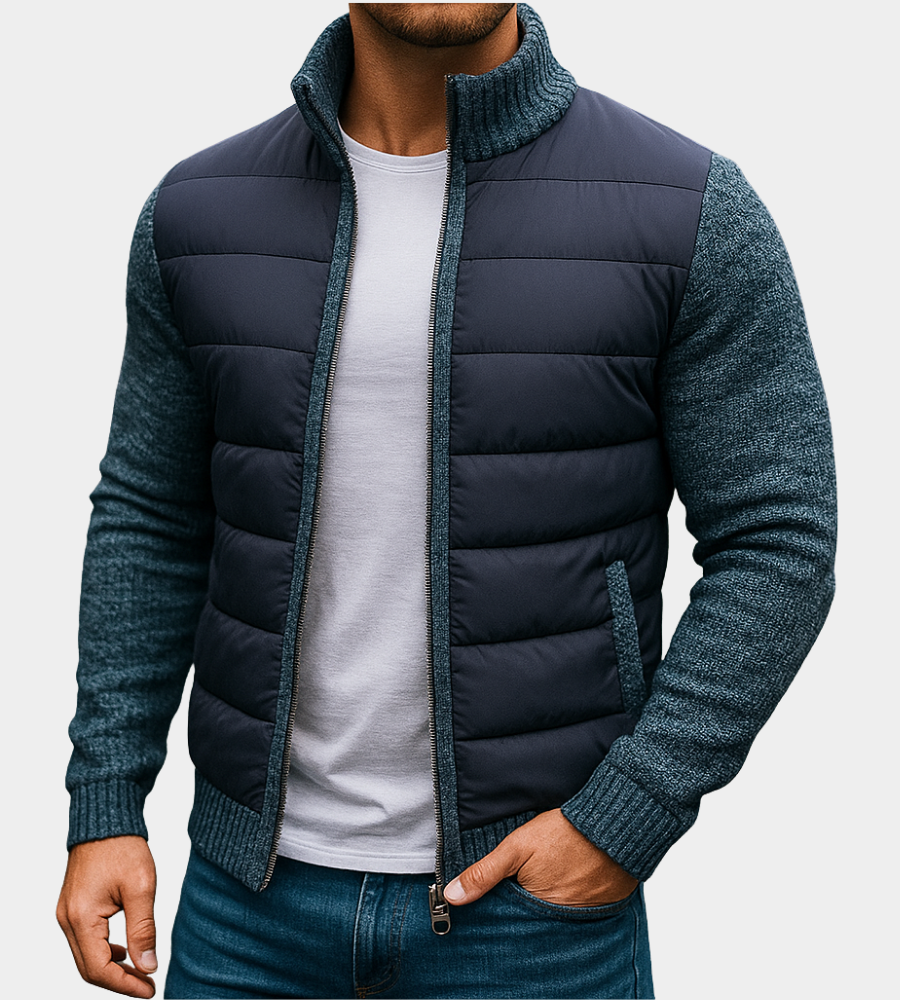 Herren Steppjacke mit Strickärmeln und Fleecefutter