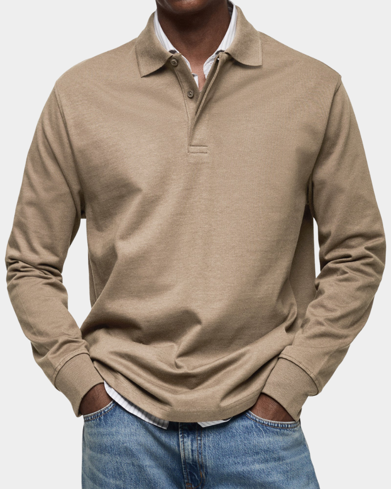 Herren Langarm Poloshirt mit Klassischem Kragen
