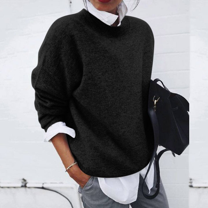 Pull-over en maille fine pour femme avec encolure ronde