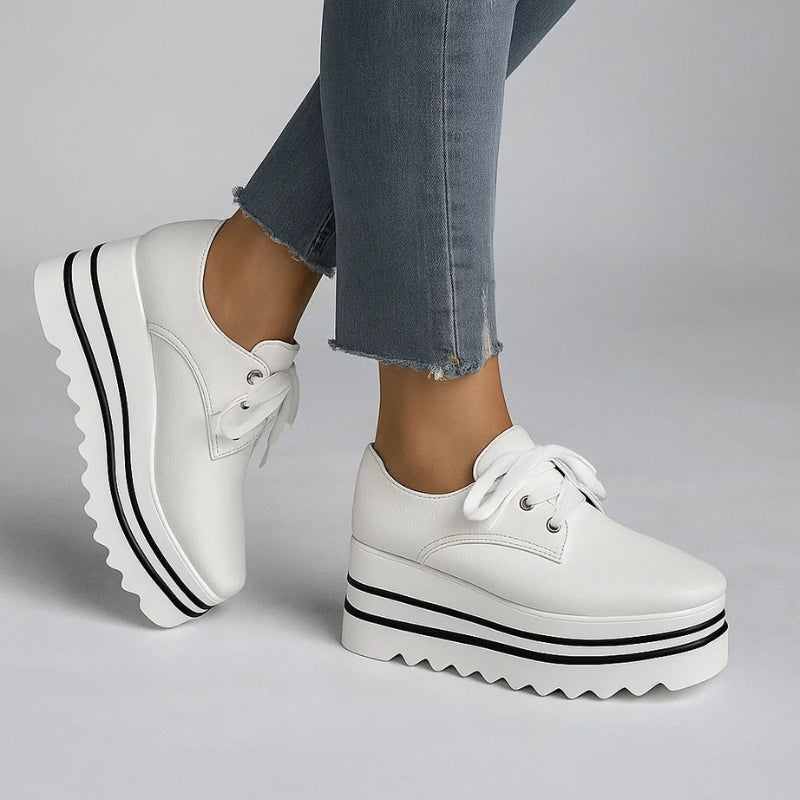 Damen Plateau Oxford Schuhe Zum Schnüren