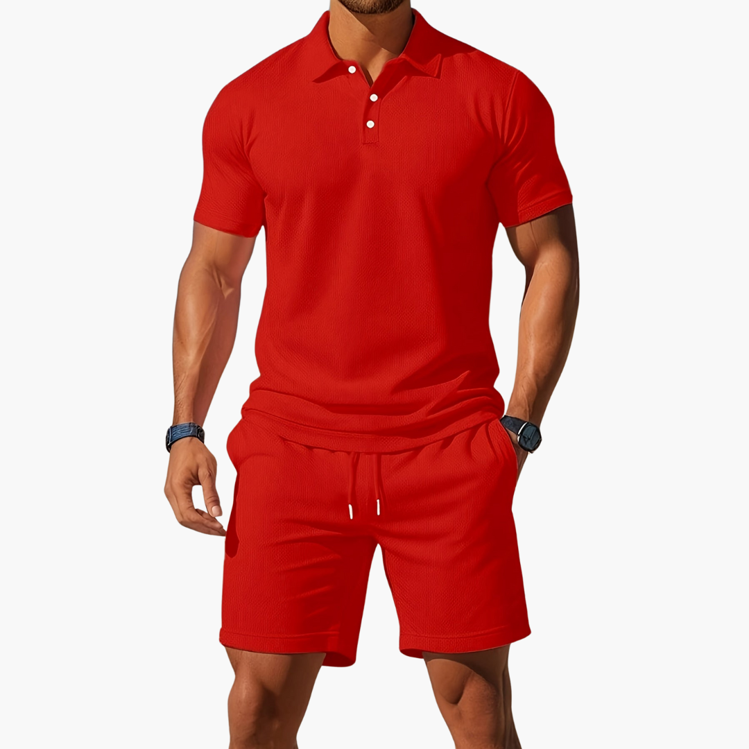 Herren Polo und Shorts Set mit Tunnelzug