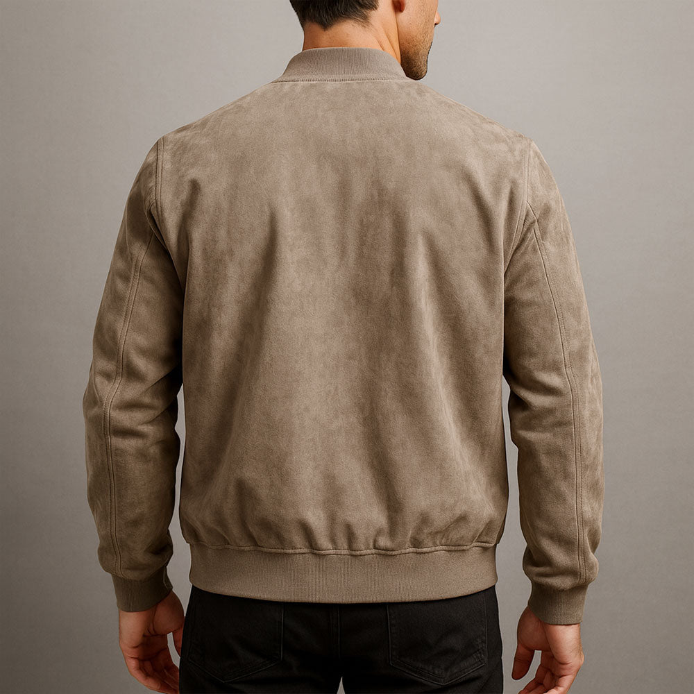 Elegante Herren Bomberjacke aus Velourskunstleder-Optik in Slim Fit
