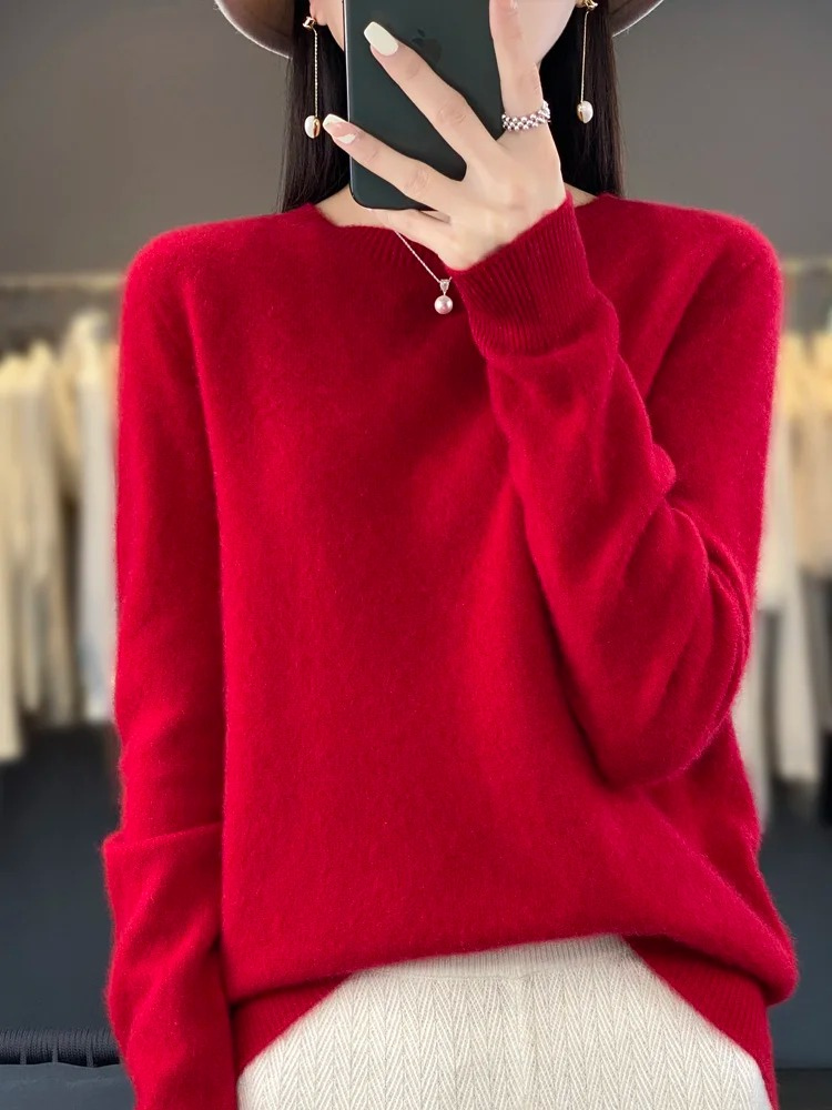 Damen Strickpullover Mit Rundhalsausschnitt