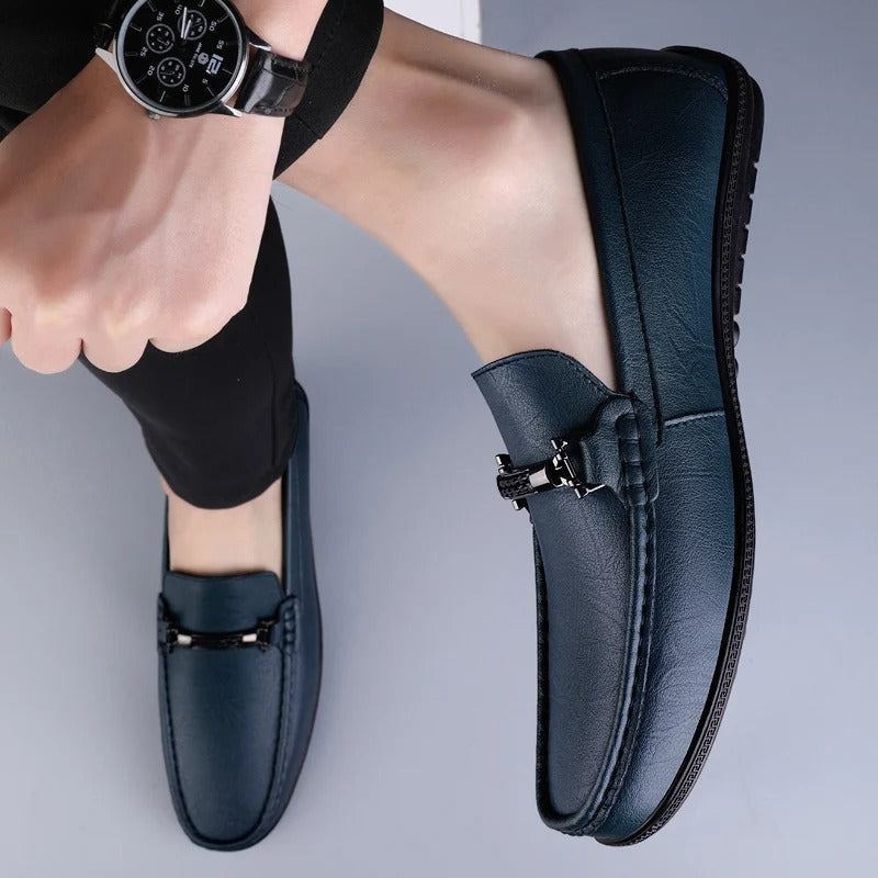 Pienza Echtleder-Loafer Mit Metallseil-Akzent