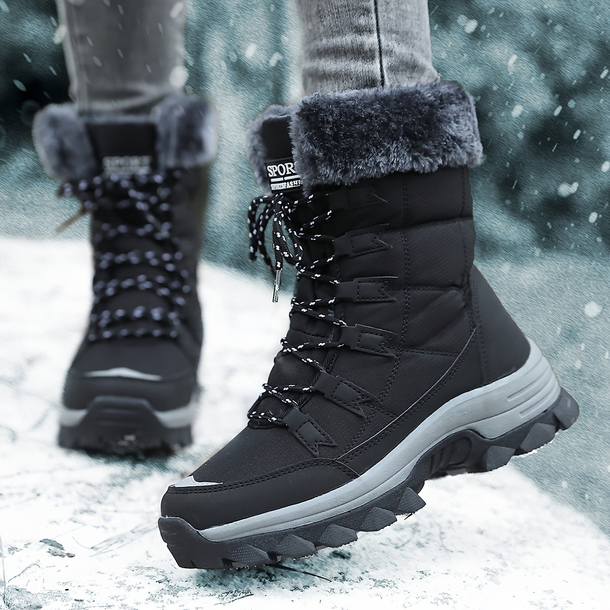 Bottes d'hiver isolées aspect cuir