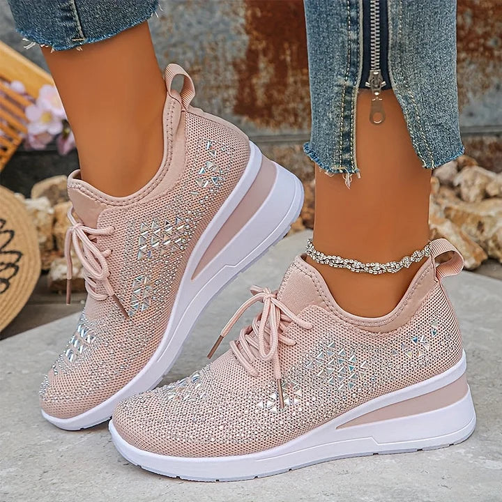 Atmungsaktive Orthopädische Damen Sneaker mit Strassdetails