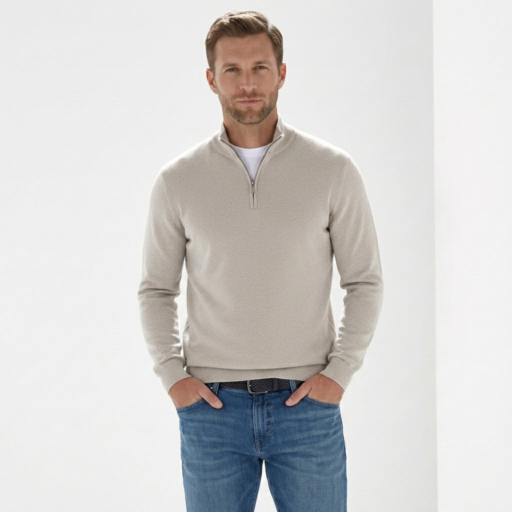 Herren Pullover mit V-Ausschnitt und Reissverschluss