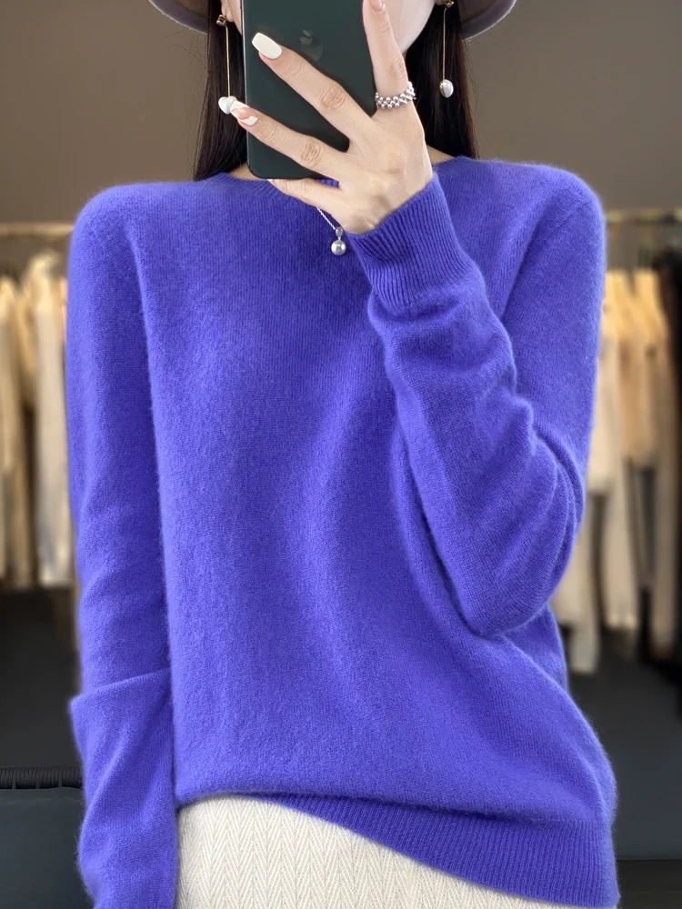 Damen Strickpullover Mit Rundhalsausschnitt