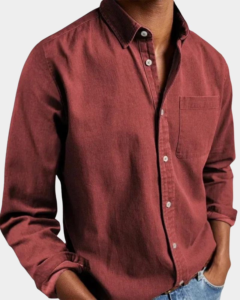 Herren Langarmhemd in Bequemer Stretch Passform