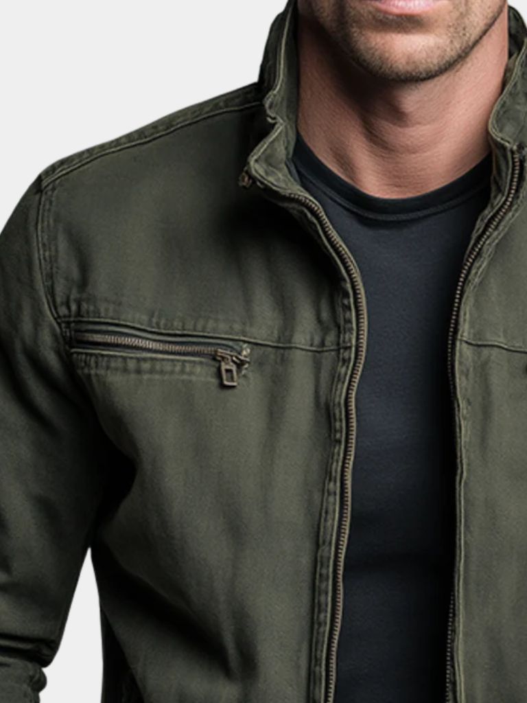 Klassische Feldjacke In Olivgrün Mit Taschen
