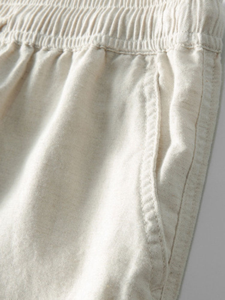 Men's Linen Short Sleeve Shirt and Trousers Set