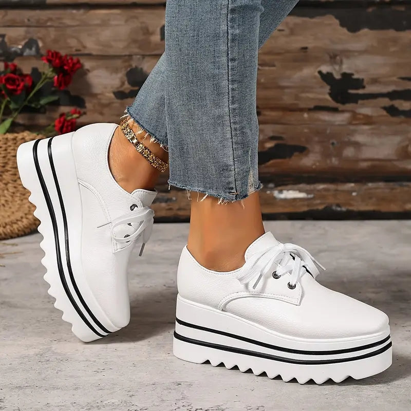 Damen Plateau Oxford Schuhe Zum Schnüren