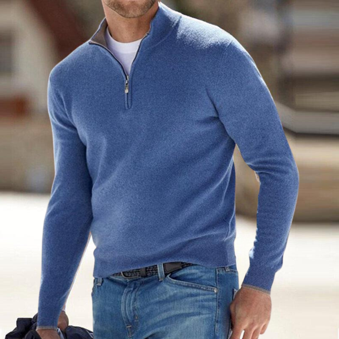 Herren Half Zip Pullover mit Stehkragen
