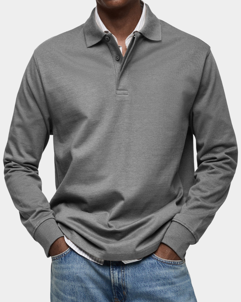 Herren Langarm Poloshirt mit Klassischem Kragen