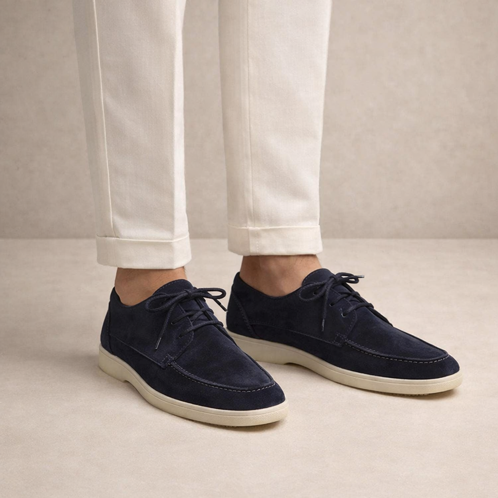 Herren Loafer aus Velourskunstleder mit Schnürung und geschlossener Spitze