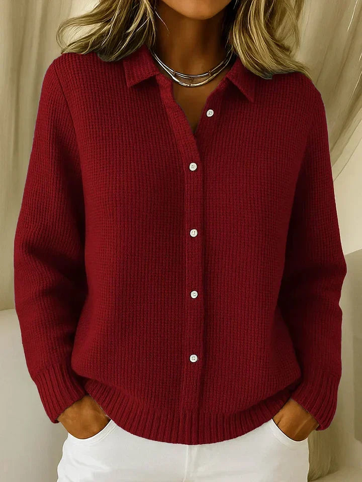 Langer Damen Strickcardigan Mit Knopfleiste