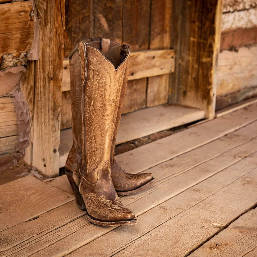 Damen Western Cowboystiefel Mit Stickerei Und Blockabsatz