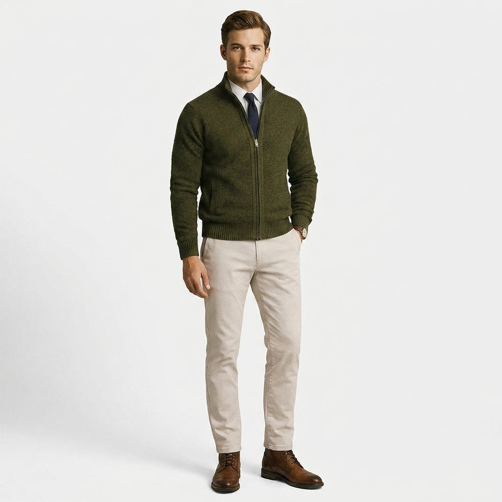 Eleganter Herren Pullover Slim Fit aus Woll-Baumwoll-Mix