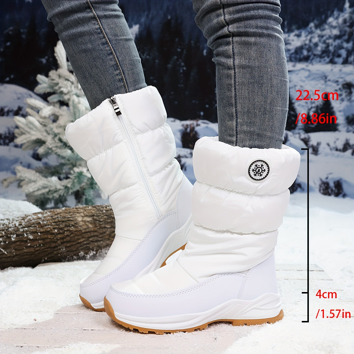 Wadenhohe Damen Winterstiefel Mit Kunstfellfutter