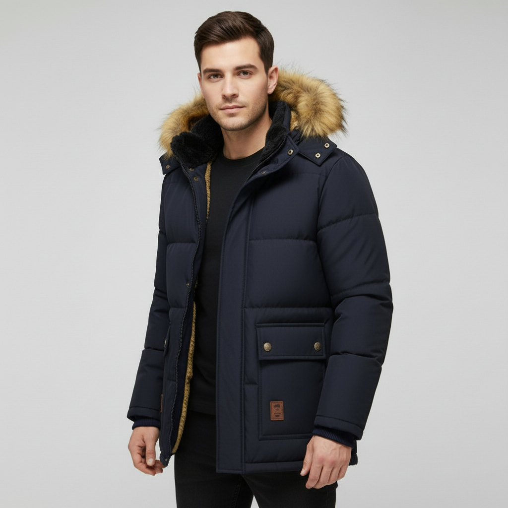 Herren Winterparka Mit Teddyfutter Und Kapuze