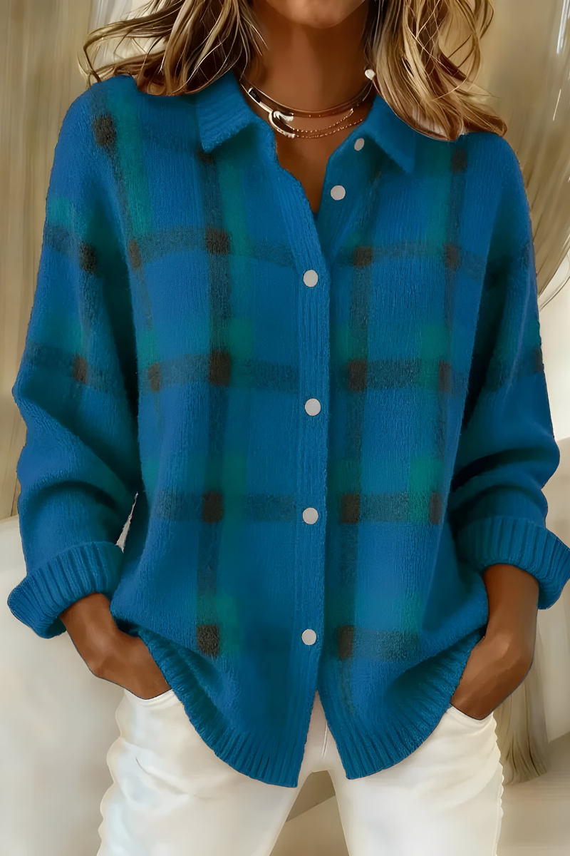 Weicher Strickcardigan mit Karomuster im Retro-Stil