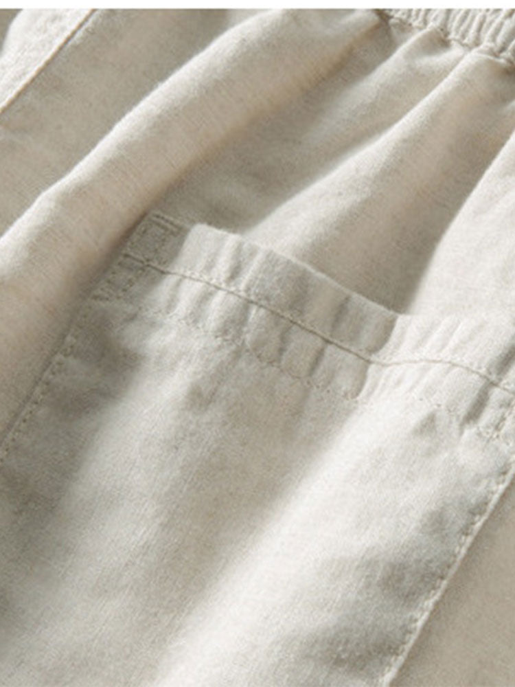 Men's Linen Short Sleeve Shirt and Trousers Set