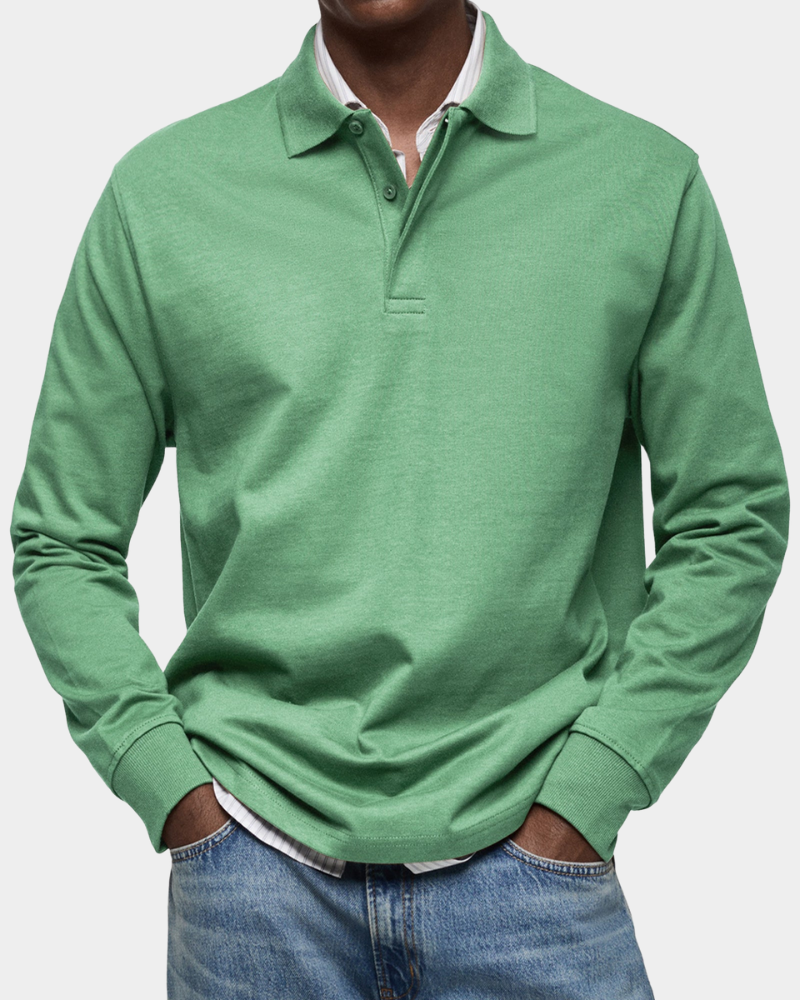 Herren Langarm Poloshirt mit Klassischem Kragen