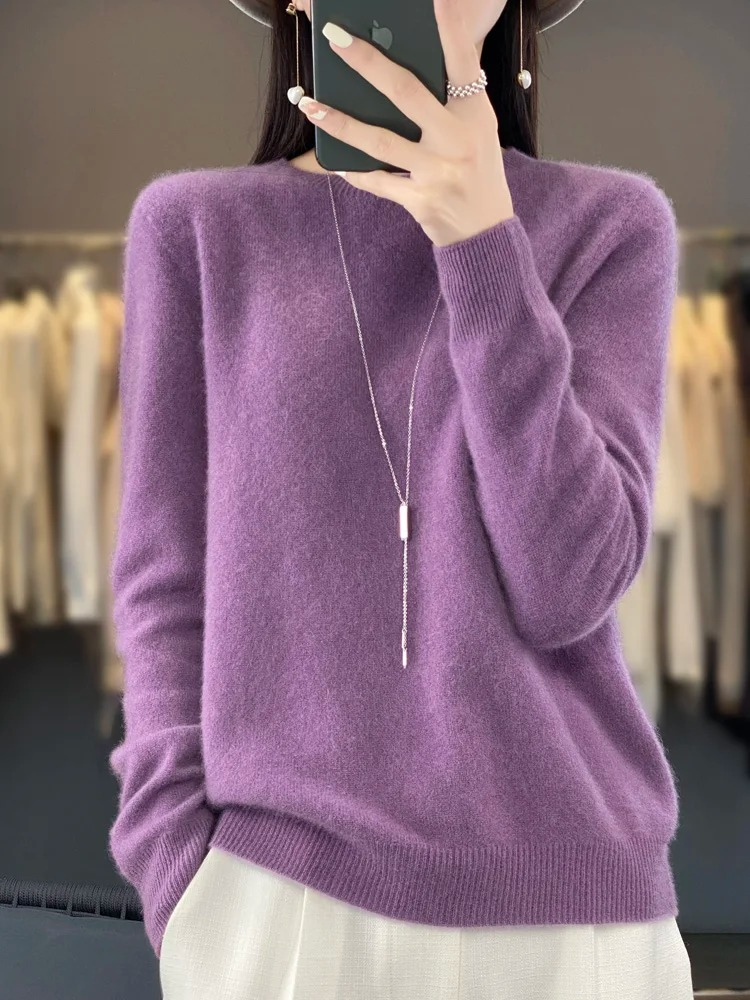 Damen Strickpullover Mit Rundhalsausschnitt