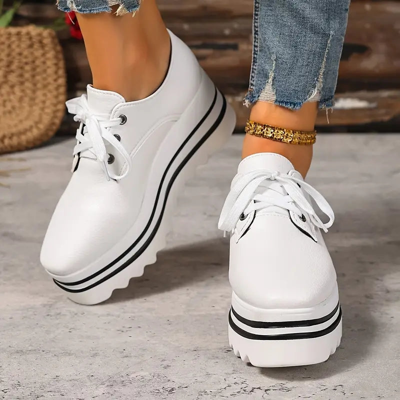 Damen Plateau Oxford Schuhe Zum Schnüren