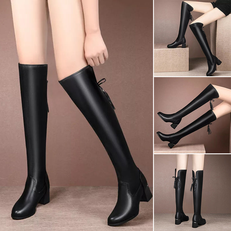Weiche Damen Overknee Stiefel Mit Seitlichem Reißverschluss