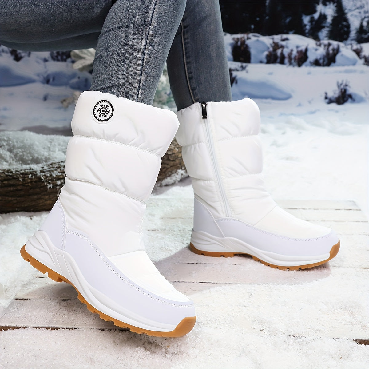Wadenhohe Damen Winterstiefel Mit Kunstfellfutter