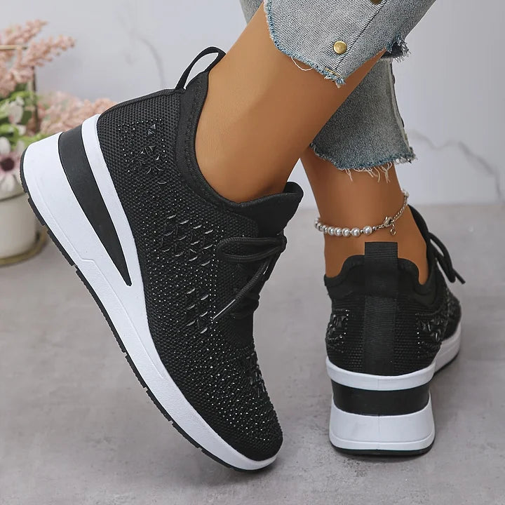 Atmungsaktive Orthopädische Damen Sneaker mit Strassdetails