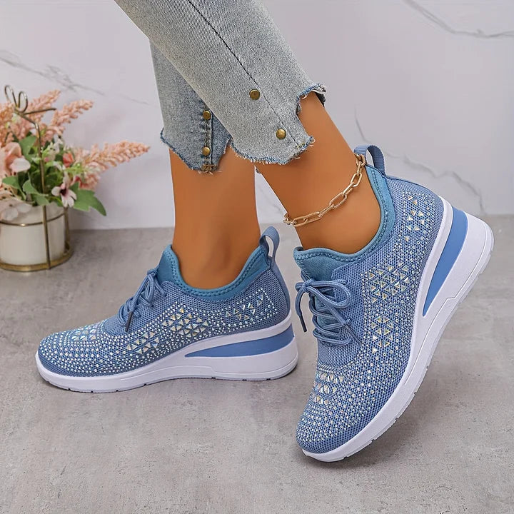 Atmungsaktive Orthopädische Damen Sneaker mit Strassdetails