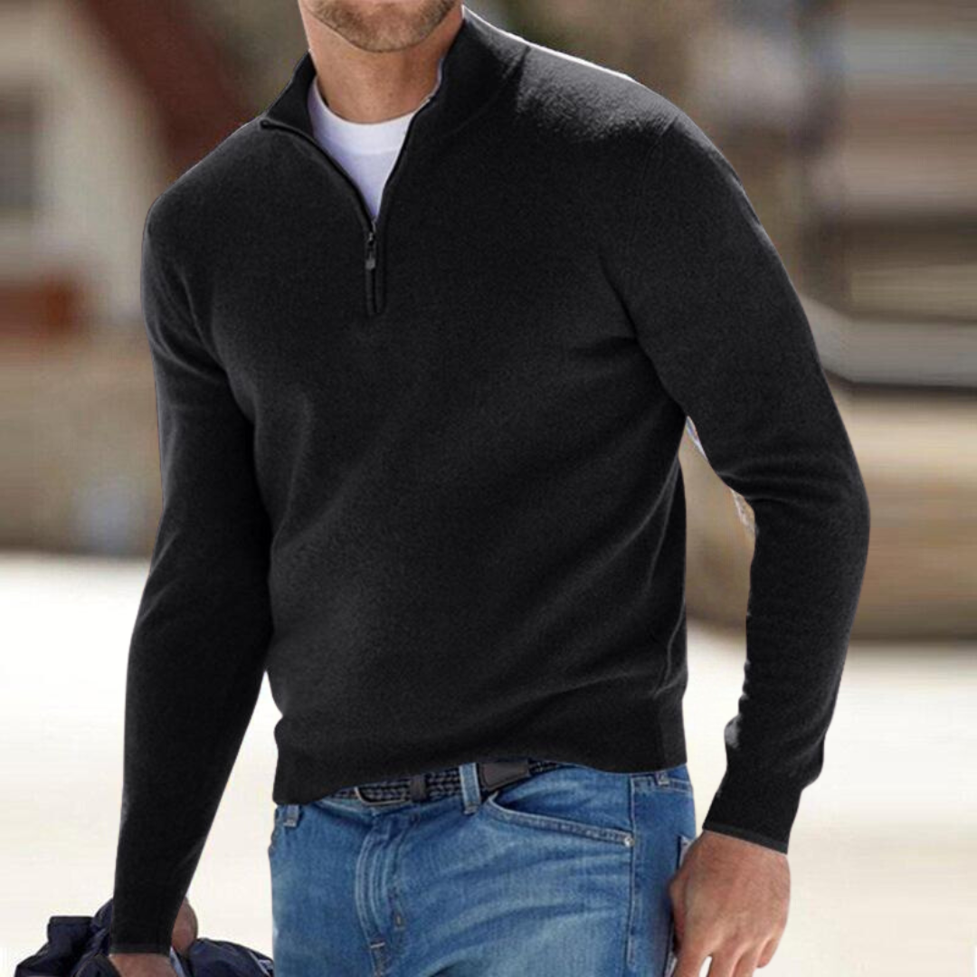 Herren Half Zip Pullover mit Stehkragen