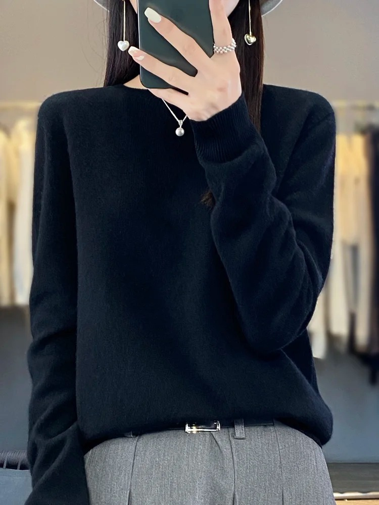 Damen Strickpullover Mit Rundhalsausschnitt