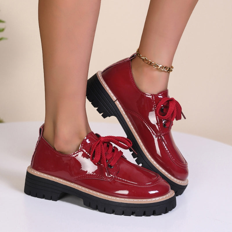 Damen Plateau Loafer in Lederoptik mit griffiger Sohle