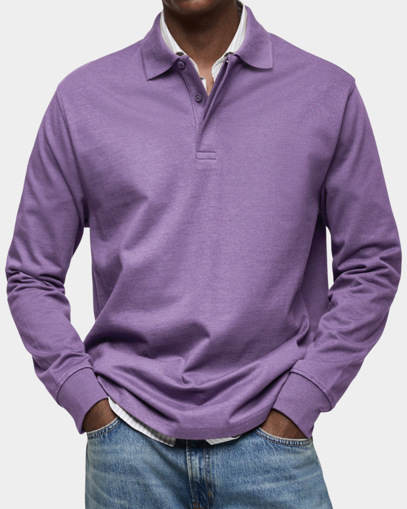 Herren Langarm Poloshirt mit Klassischem Kragen