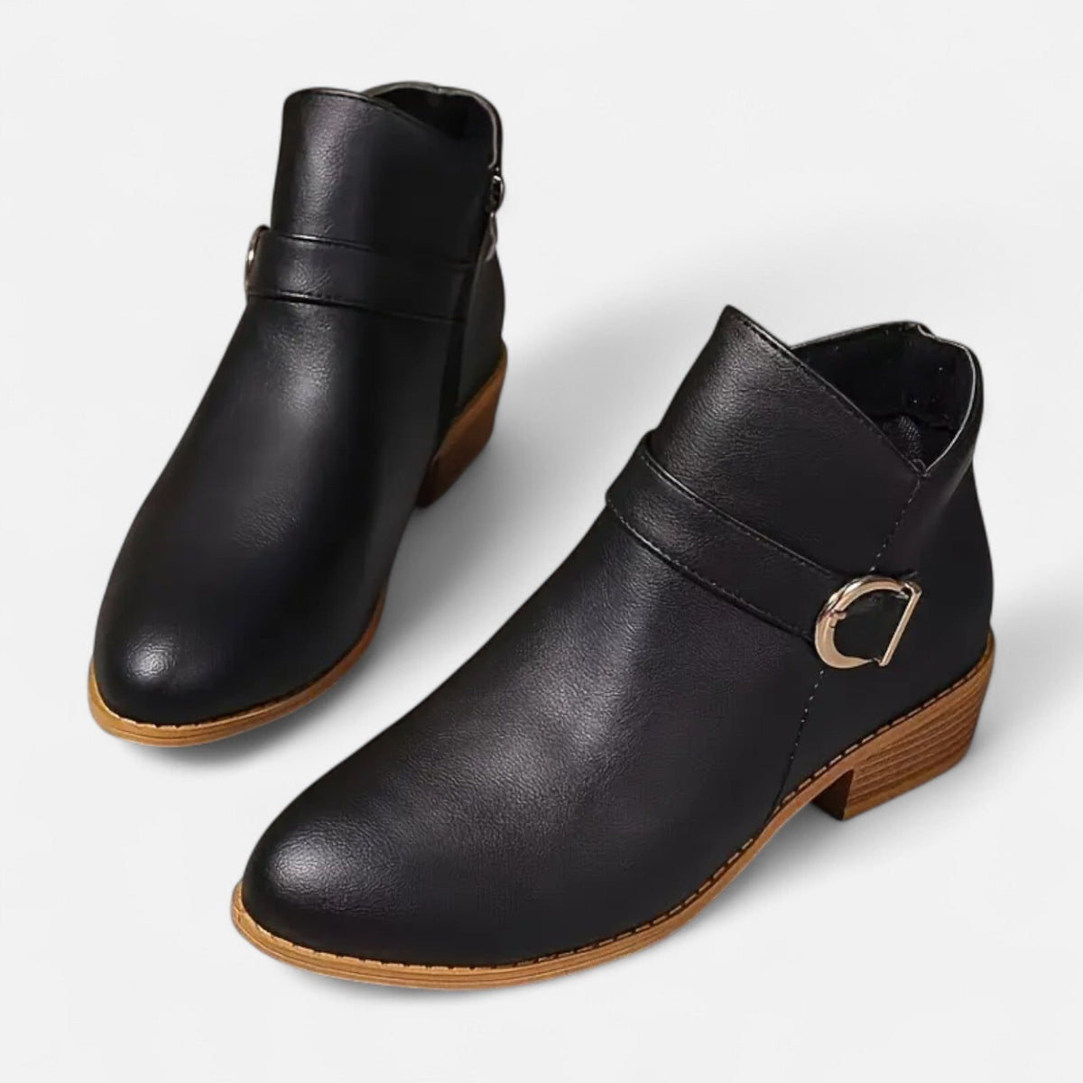 Spitze Damen Stiefeletten Mit Schnallen Detail