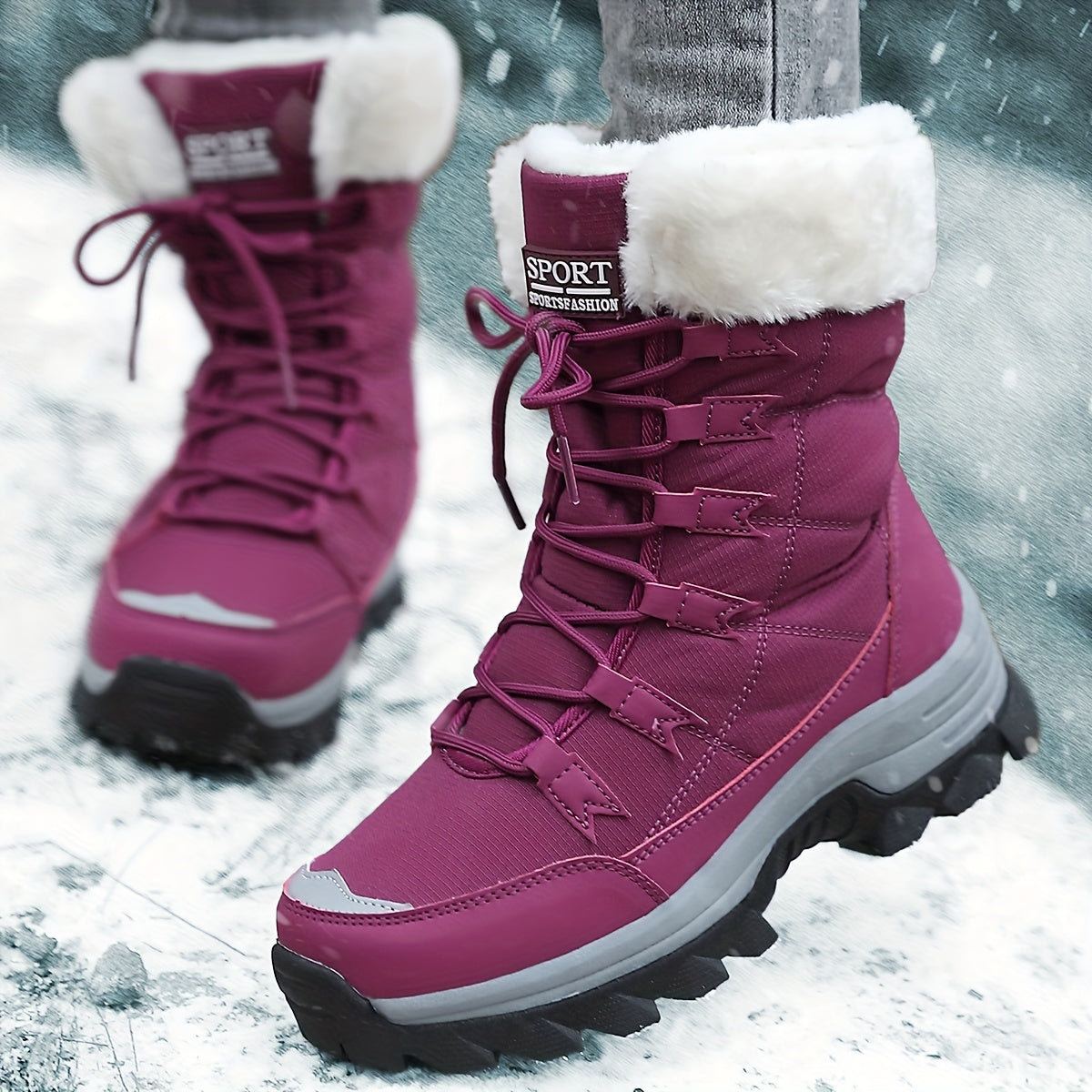 Bottes d'hiver isolées aspect cuir