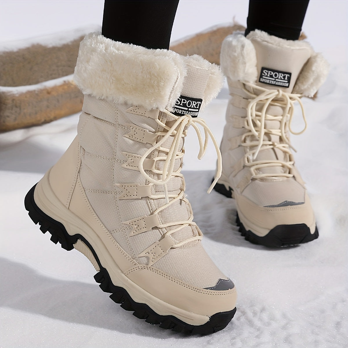 Isolierte Winterstiefel Mit Kunstleder-Optik