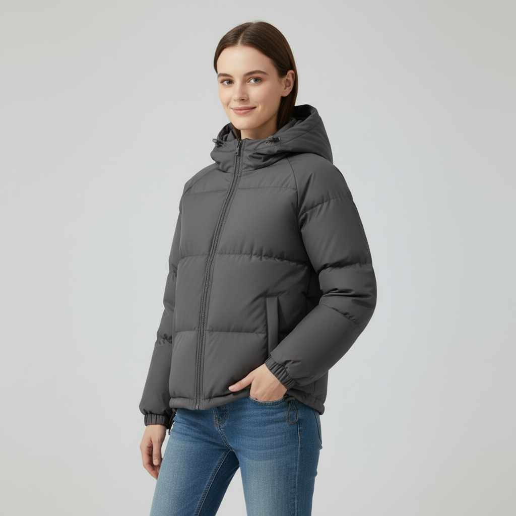 Gefütterte Damen Winterjacke Mit Kapuze