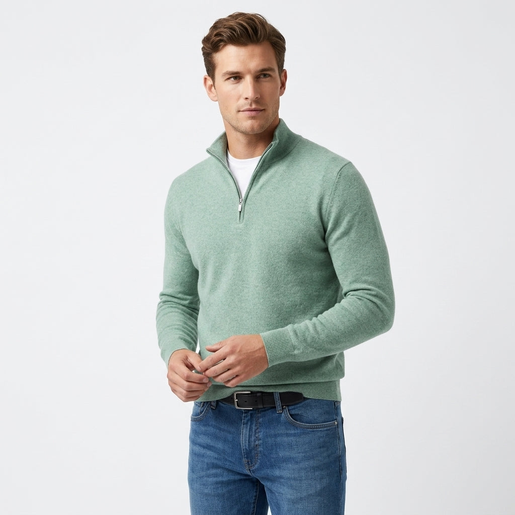Herren Pullover mit V-Ausschnitt und Reissverschluss