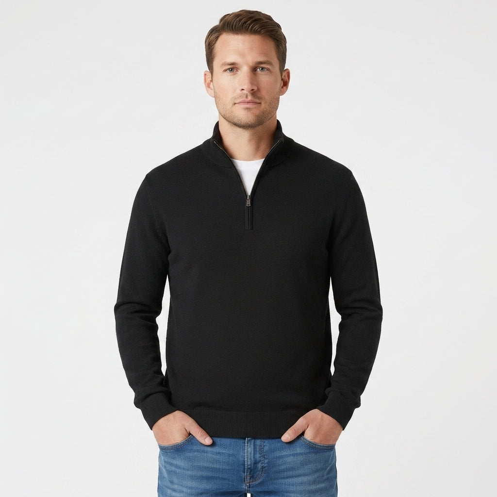 Herren Pullover mit V-Ausschnitt und Reissverschluss