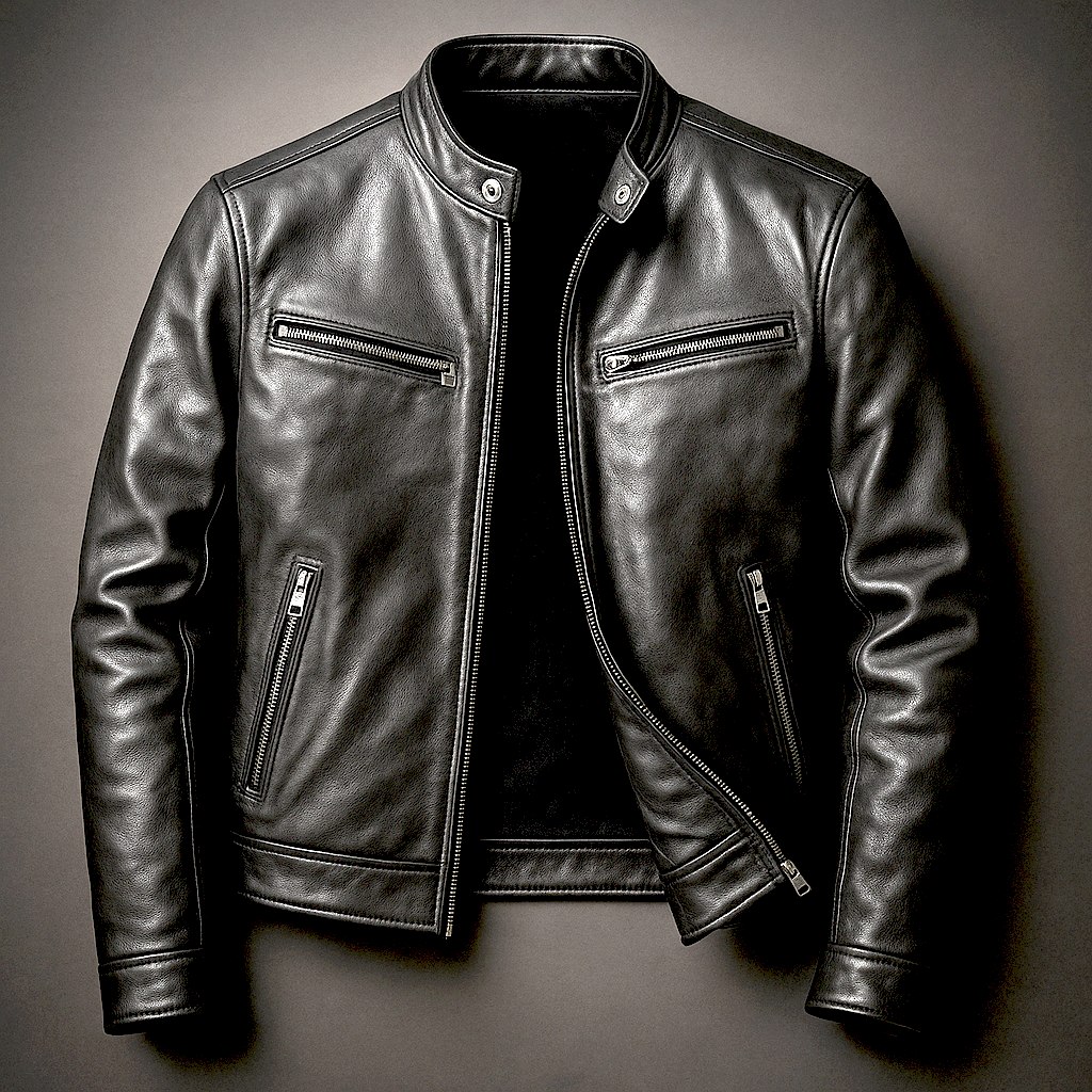 Herren Lederjacke im Vintage-Look mit Vier Taschen