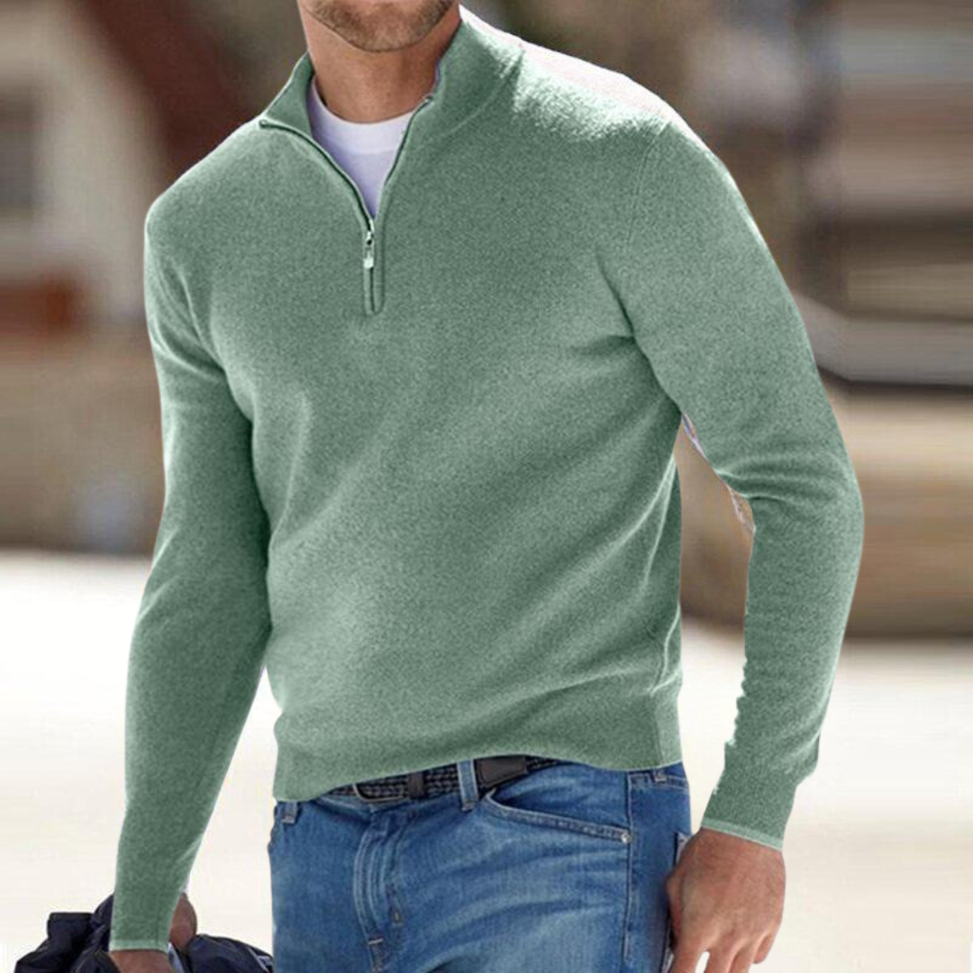 Herren Half Zip Pullover mit Stehkragen