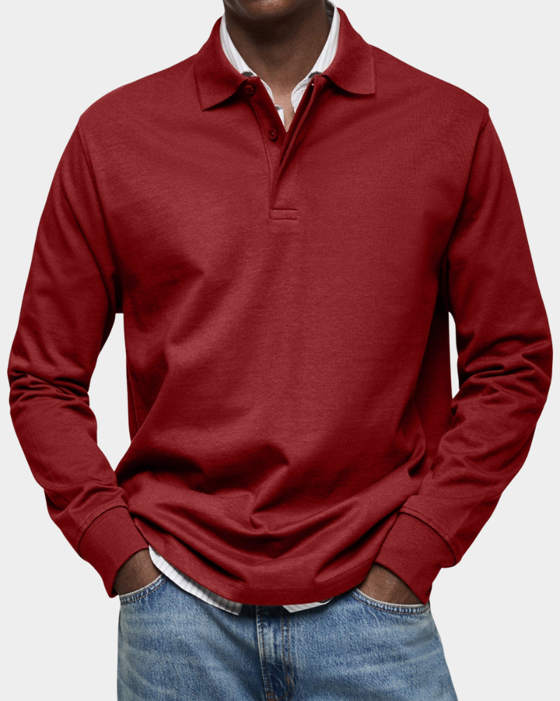 Herren Langarm Poloshirt mit Klassischem Kragen