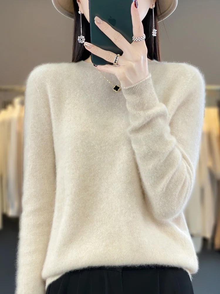 Damen Strickpullover Mit Rundhalsausschnitt