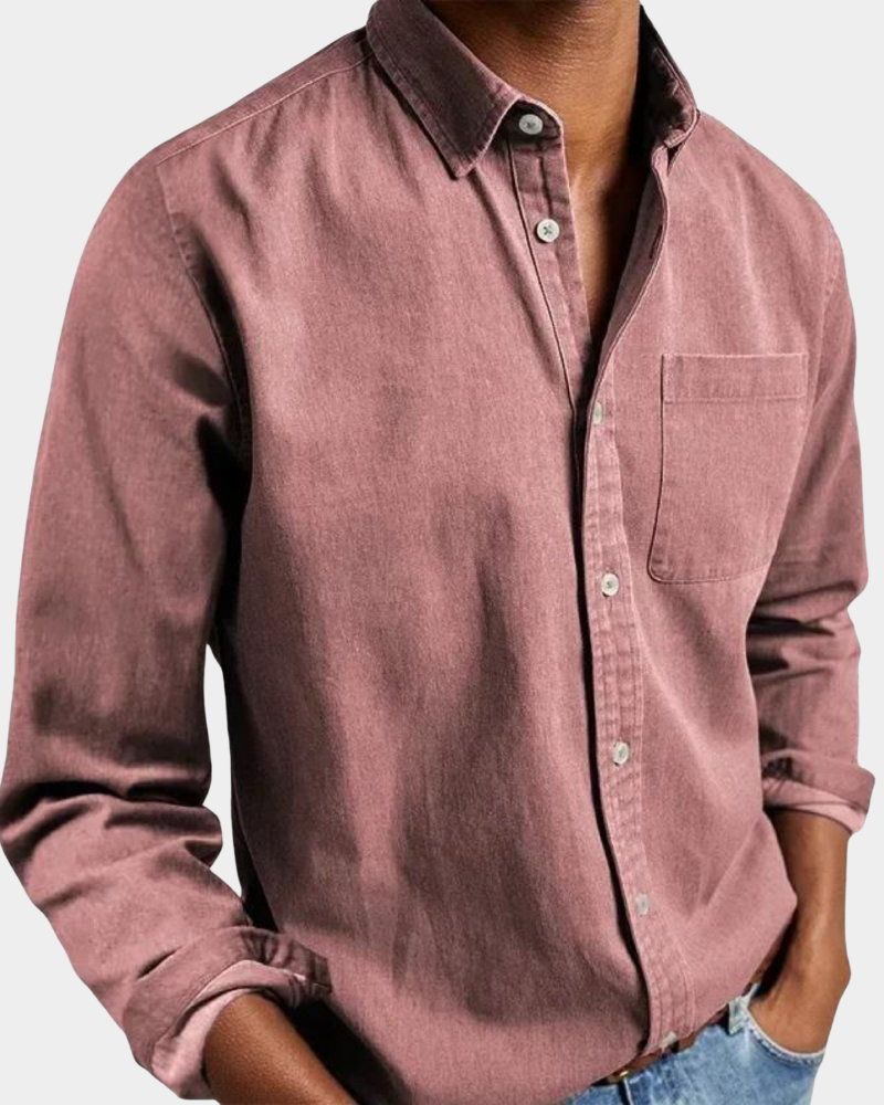 Herren Langarmhemd in Bequemer Stretch Passform